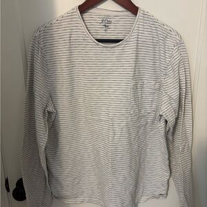 J. Crew Women's Long Sleeve Striped Tee - White and Black